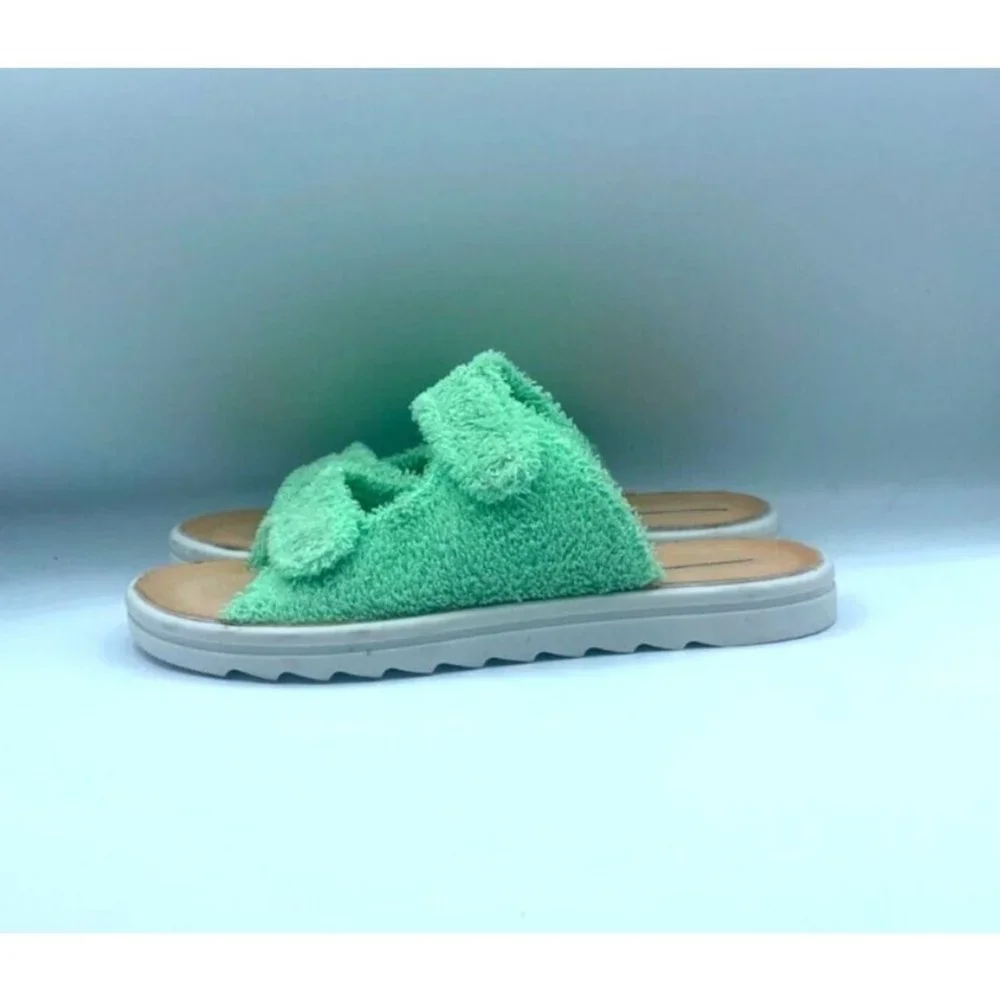 INTENTIONALLY Blank Blink Terry Top Neon Lime Sandal US 8.5/9 EU39 NWOB Scuffed - Picture 6 of 9